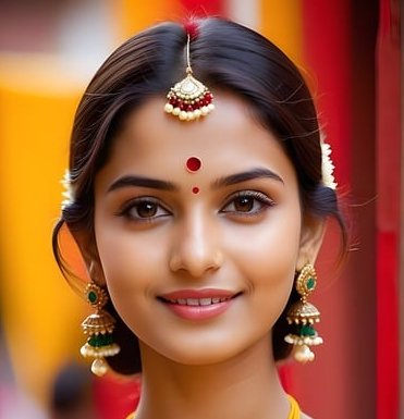 Indiase vrouw met stip (Bindi) op het voorhoofd
