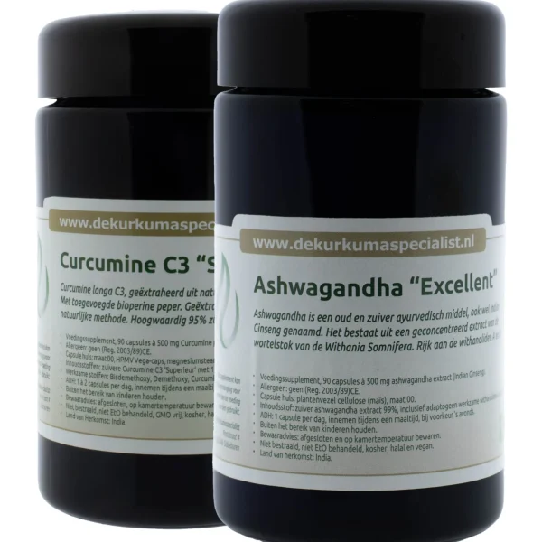Curcumine C3 & Ashwagandha combinatie (Flacons)